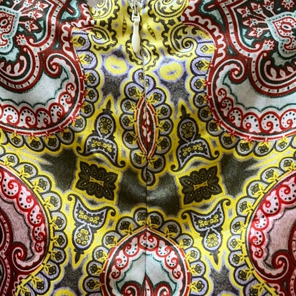 Ciebon Pant Satin wide leg- fully lined fits green red multi high waist NWT - Picture 6 of 16